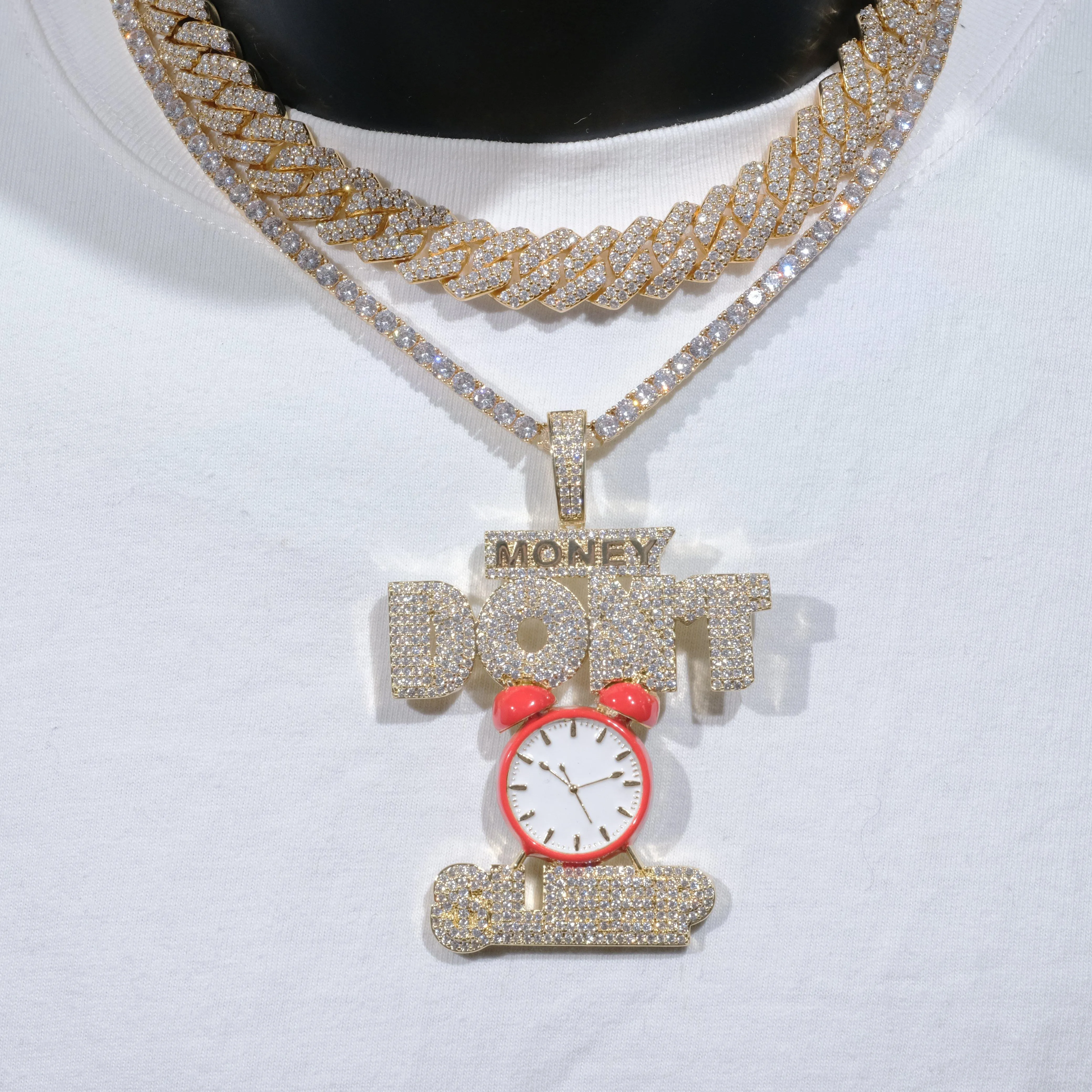 18K Gold-Plated Money Dont Sleep Iced Necklace