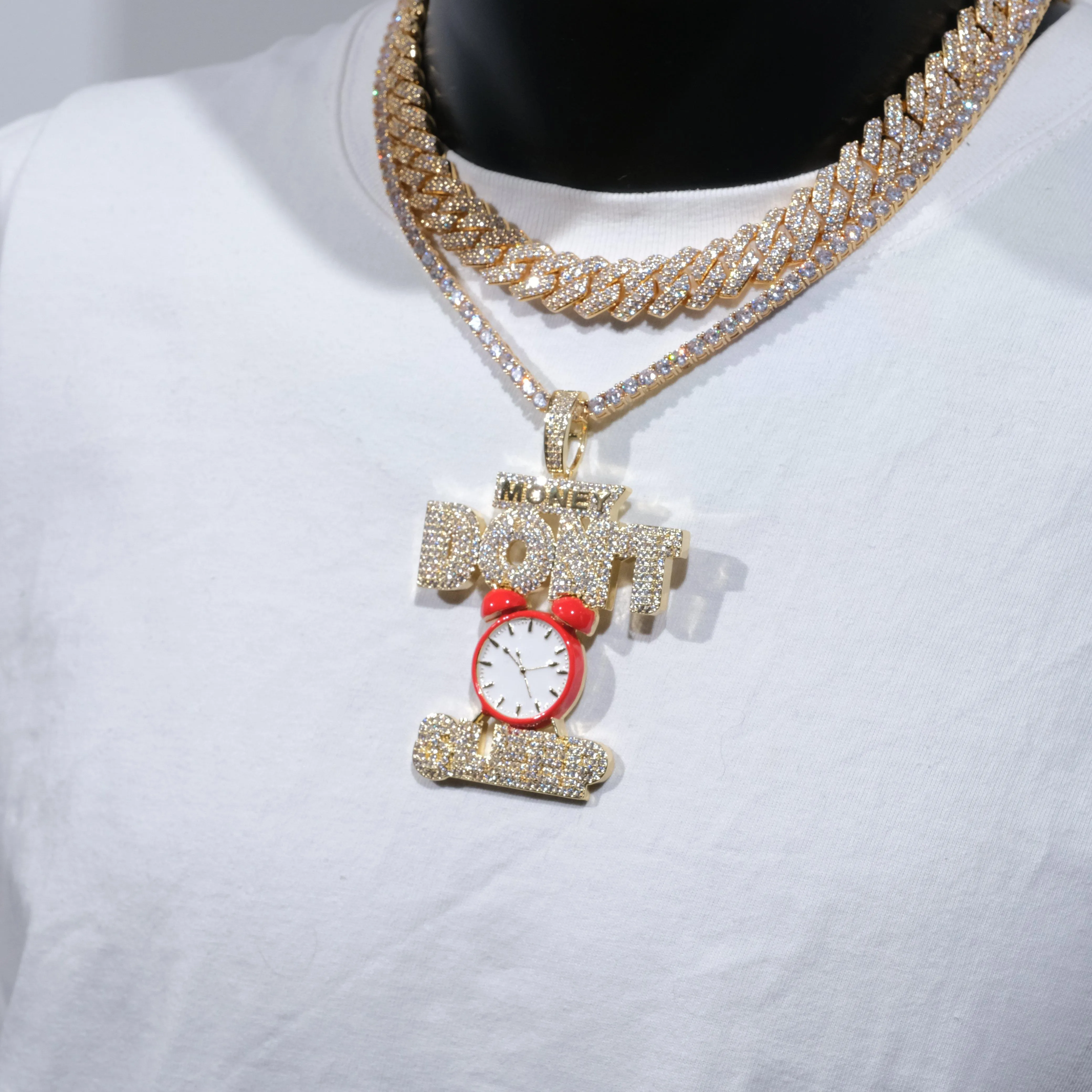 18K Gold-Plated Money Dont Sleep Iced Necklace