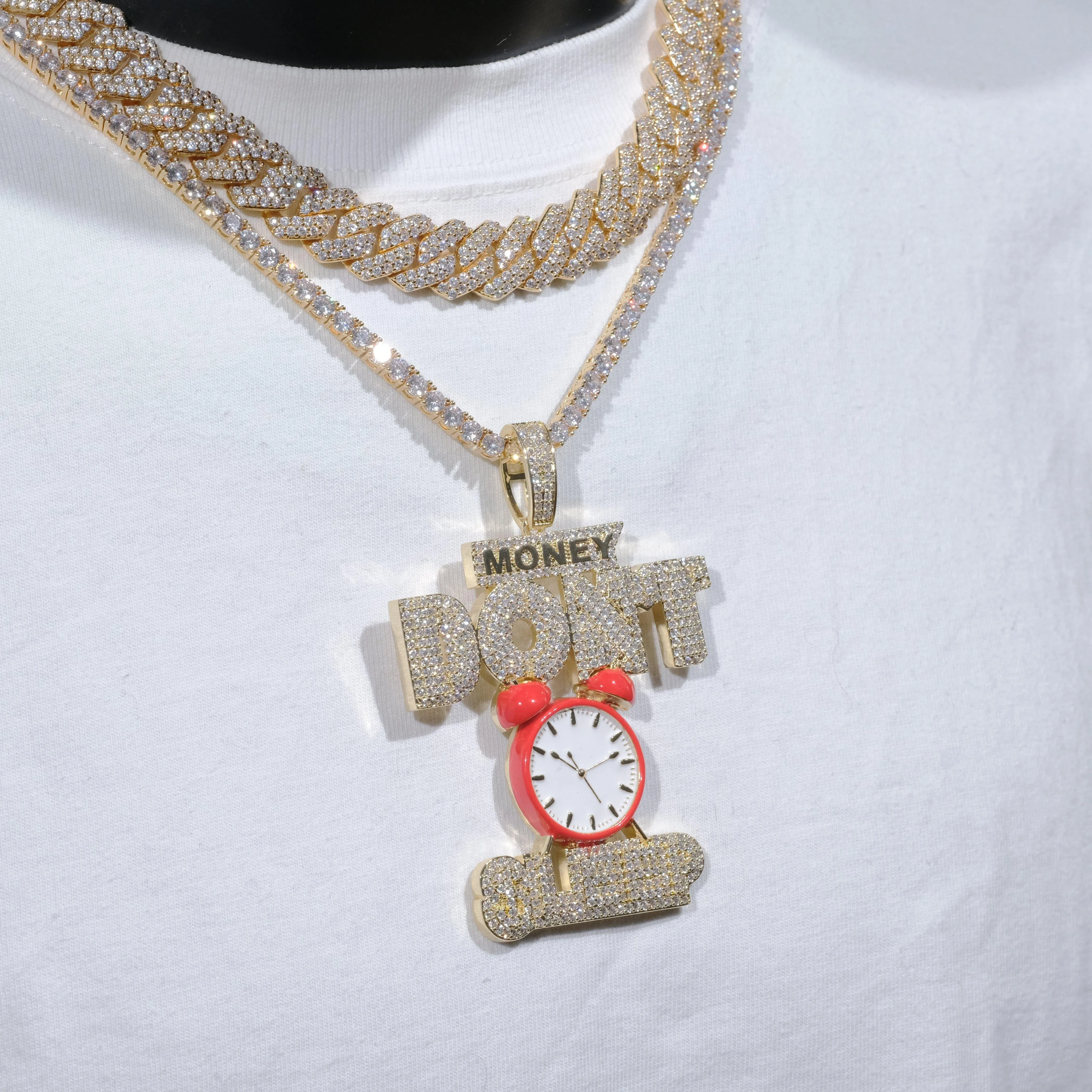 18K Gold-Plated Money Dont Sleep Iced Necklace