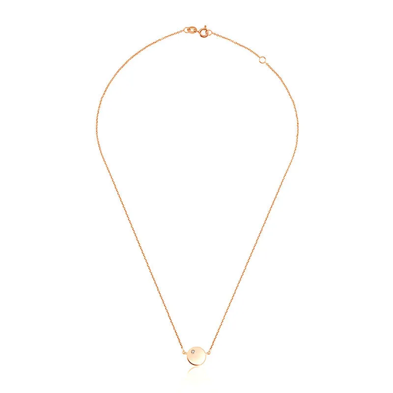18k Gold Round Pendant Diamond Necklace