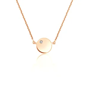 18k Gold Round Pendant Diamond Necklace