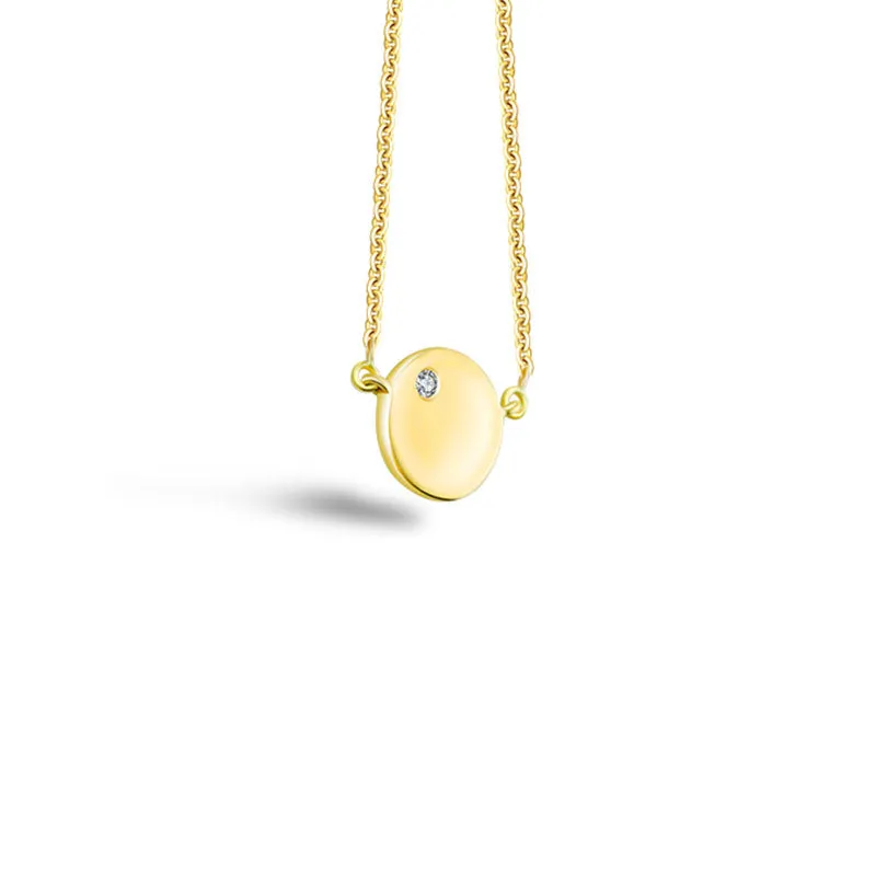 18k Gold Round Pendant Diamond Necklace