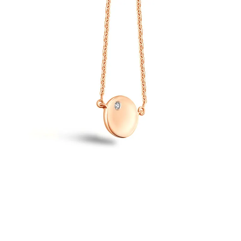 18k Gold Round Pendant Diamond Necklace