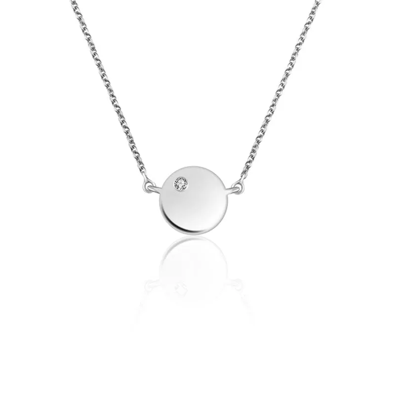 18k Gold Round Pendant Diamond Necklace
