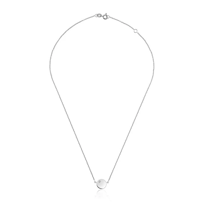 18k Gold Round Pendant Diamond Necklace