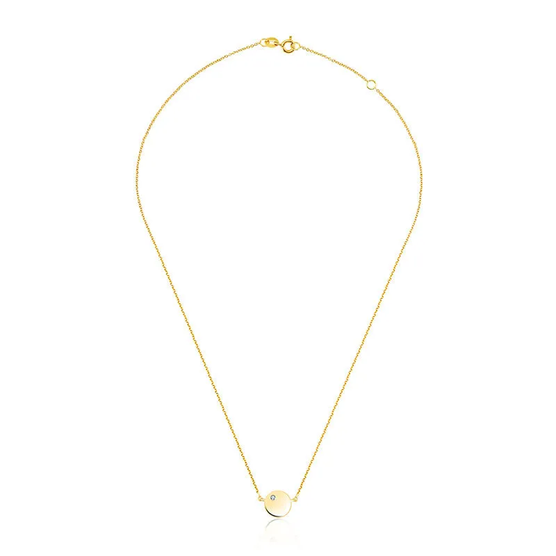 18k Gold Round Pendant Diamond Necklace