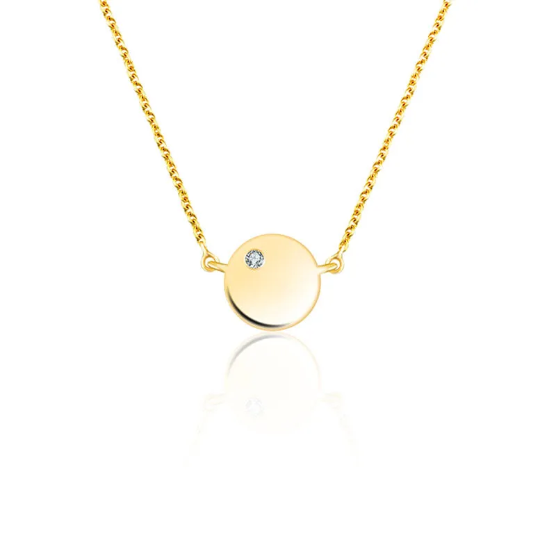18k Gold Round Pendant Diamond Necklace