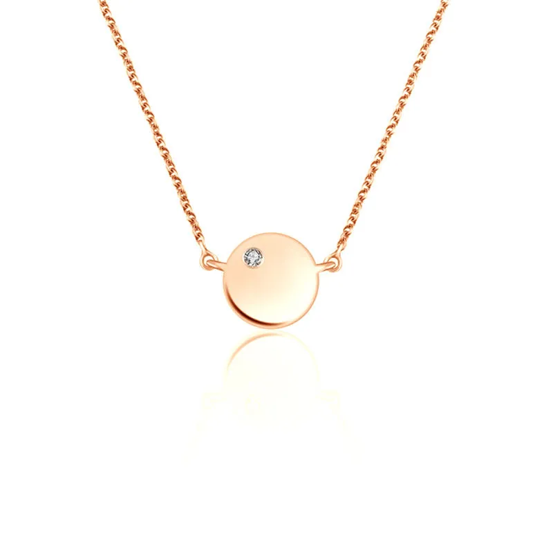 18k Gold Round Pendant Diamond Necklace