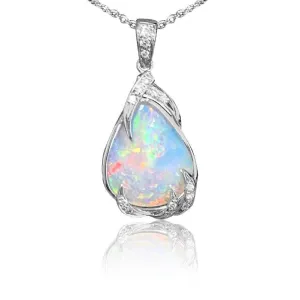 18kt White Gold Opal and Diamond pendant