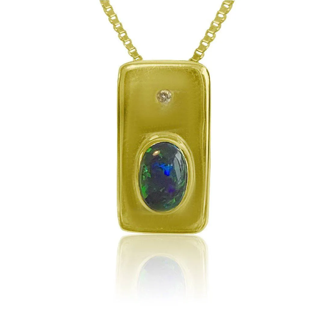 18kt Yellow Gold Black Opal and Diamond pendant