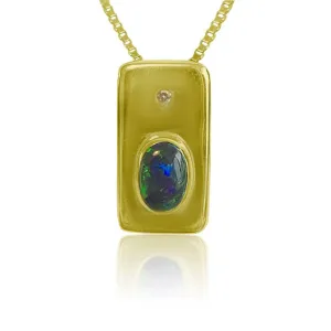 18kt Yellow Gold Black Opal and Diamond pendant