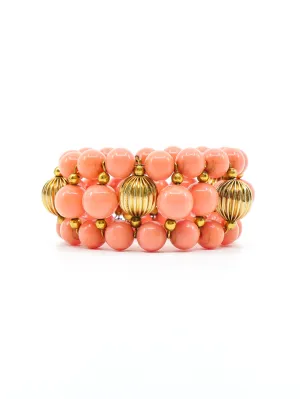 1960's Faux Coral Bead Bracelet