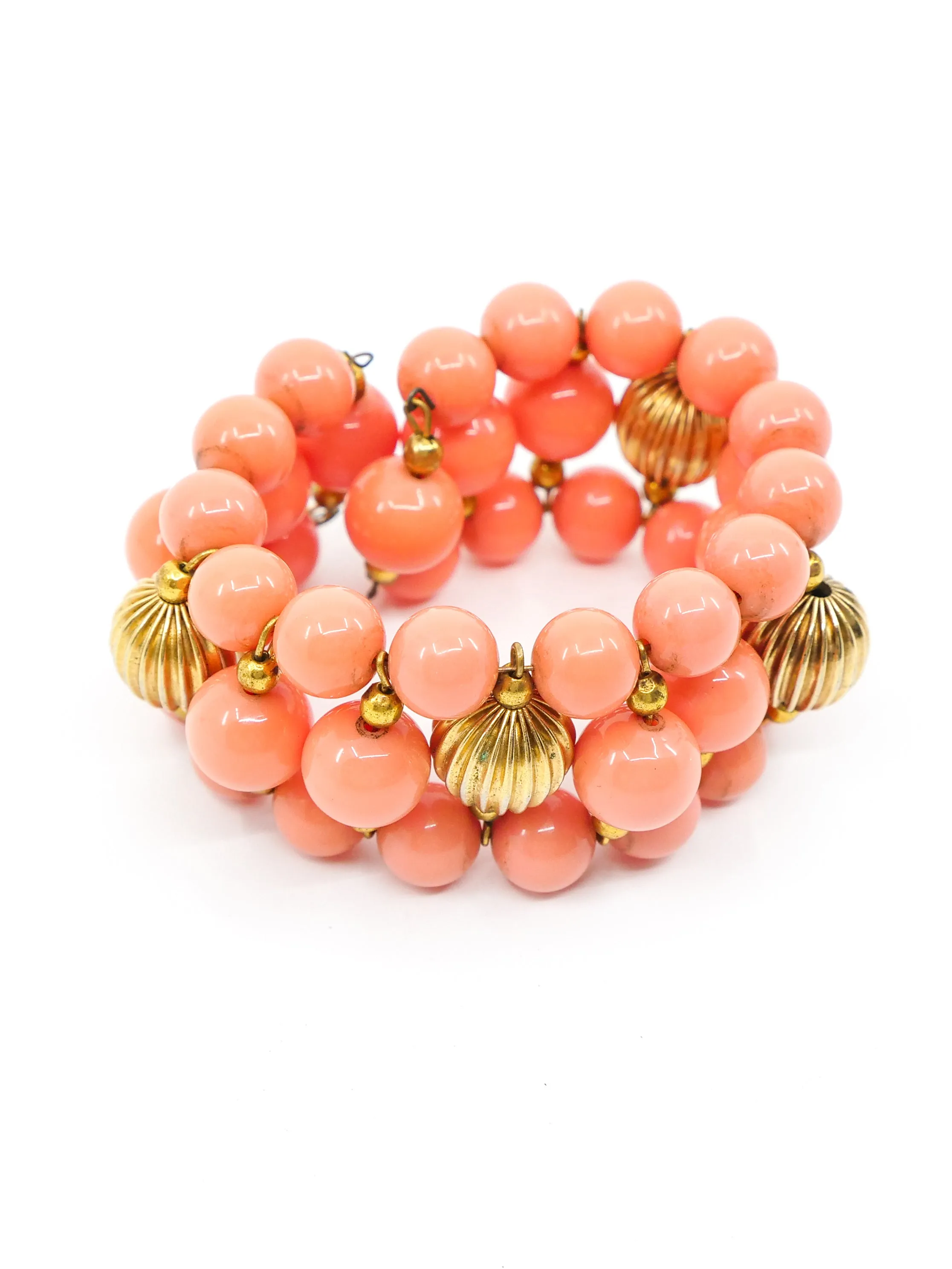 1960's Faux Coral Bead Bracelet