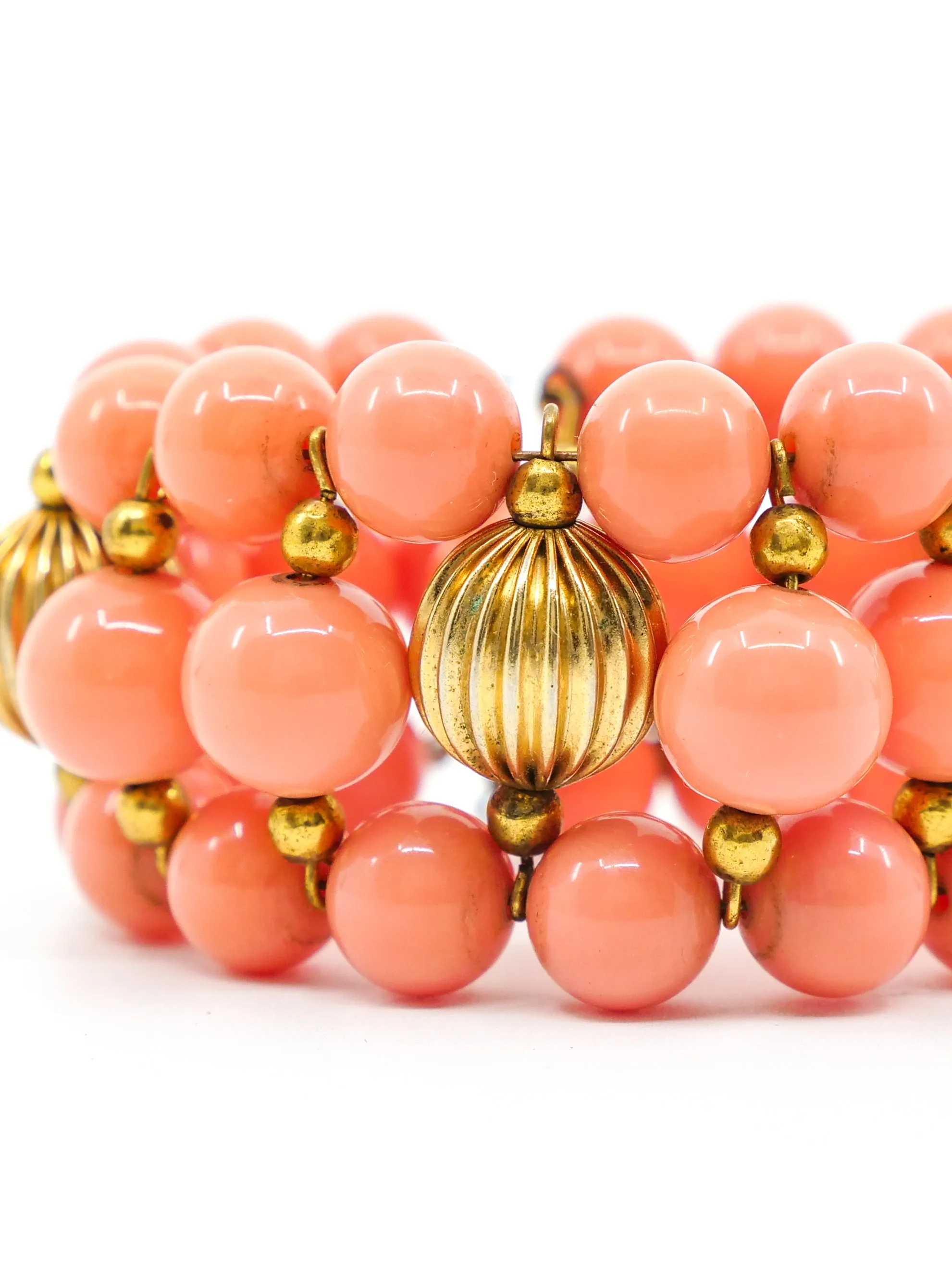 1960's Faux Coral Bead Bracelet