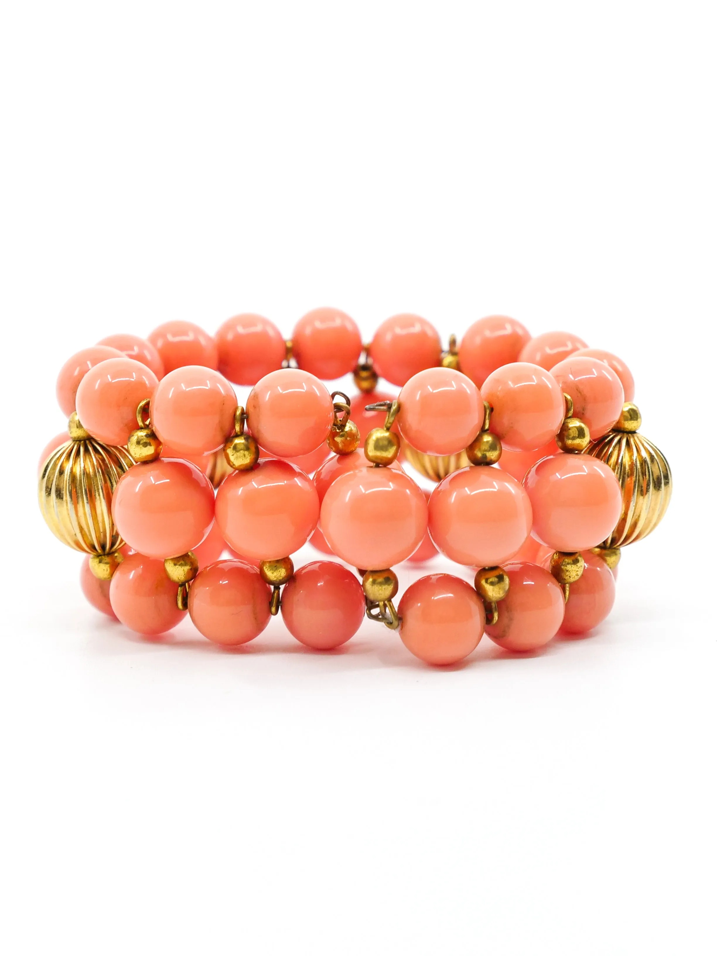 1960's Faux Coral Bead Bracelet