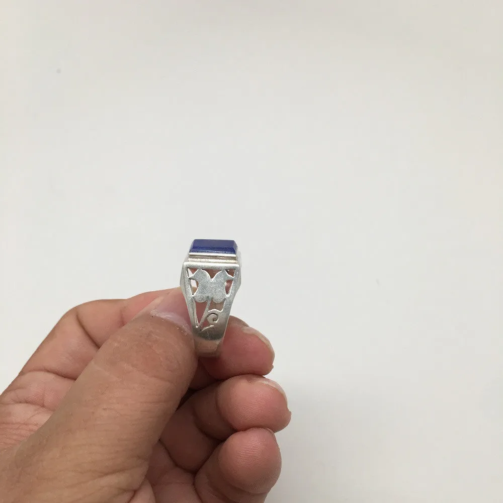 29 cts Genuine Rectangle Lapis Lazuli Sterling Silver Men Ring, size:11, SE65