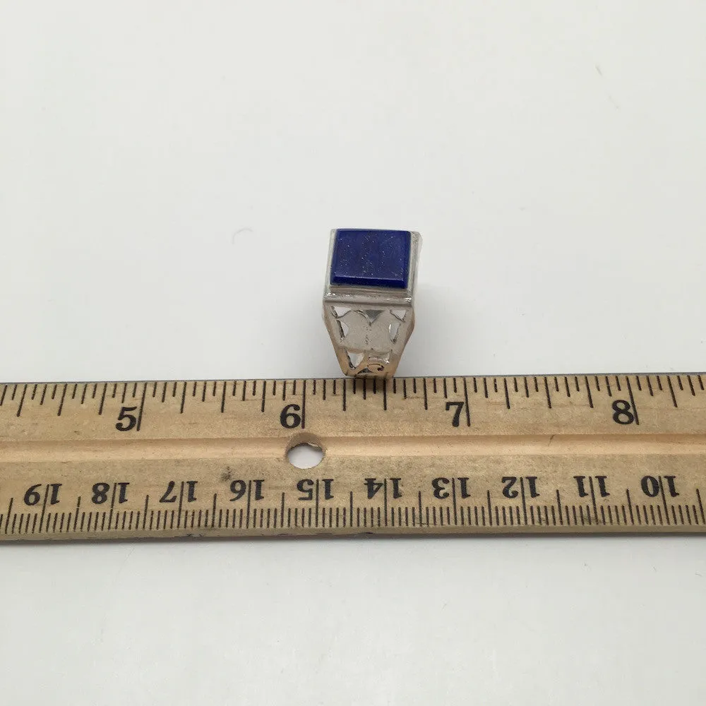 29 cts Genuine Rectangle Lapis Lazuli Sterling Silver Men Ring, size:11, SE65