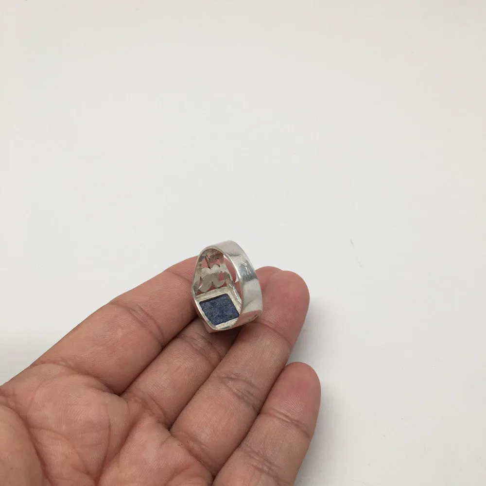 29 cts Genuine Rectangle Lapis Lazuli Sterling Silver Men Ring, size:11, SE65