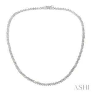 3 Ctw Chevron Round Cut Diamond Tennis Necklace in 14K White Gold