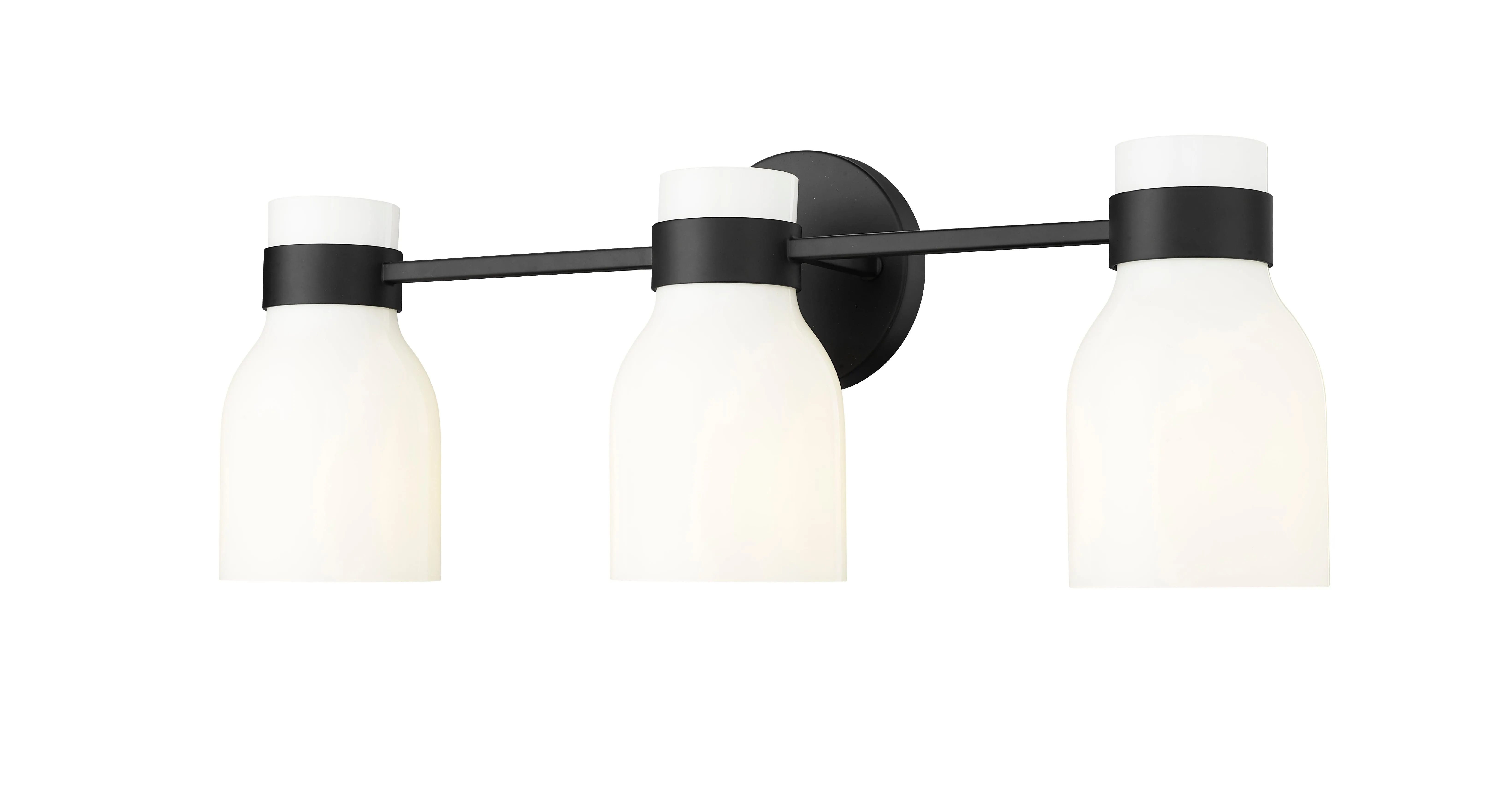 3 Lamps Corella Vanity Light - Matte Black - Opal Shiny Glass - 22.4in. Wide