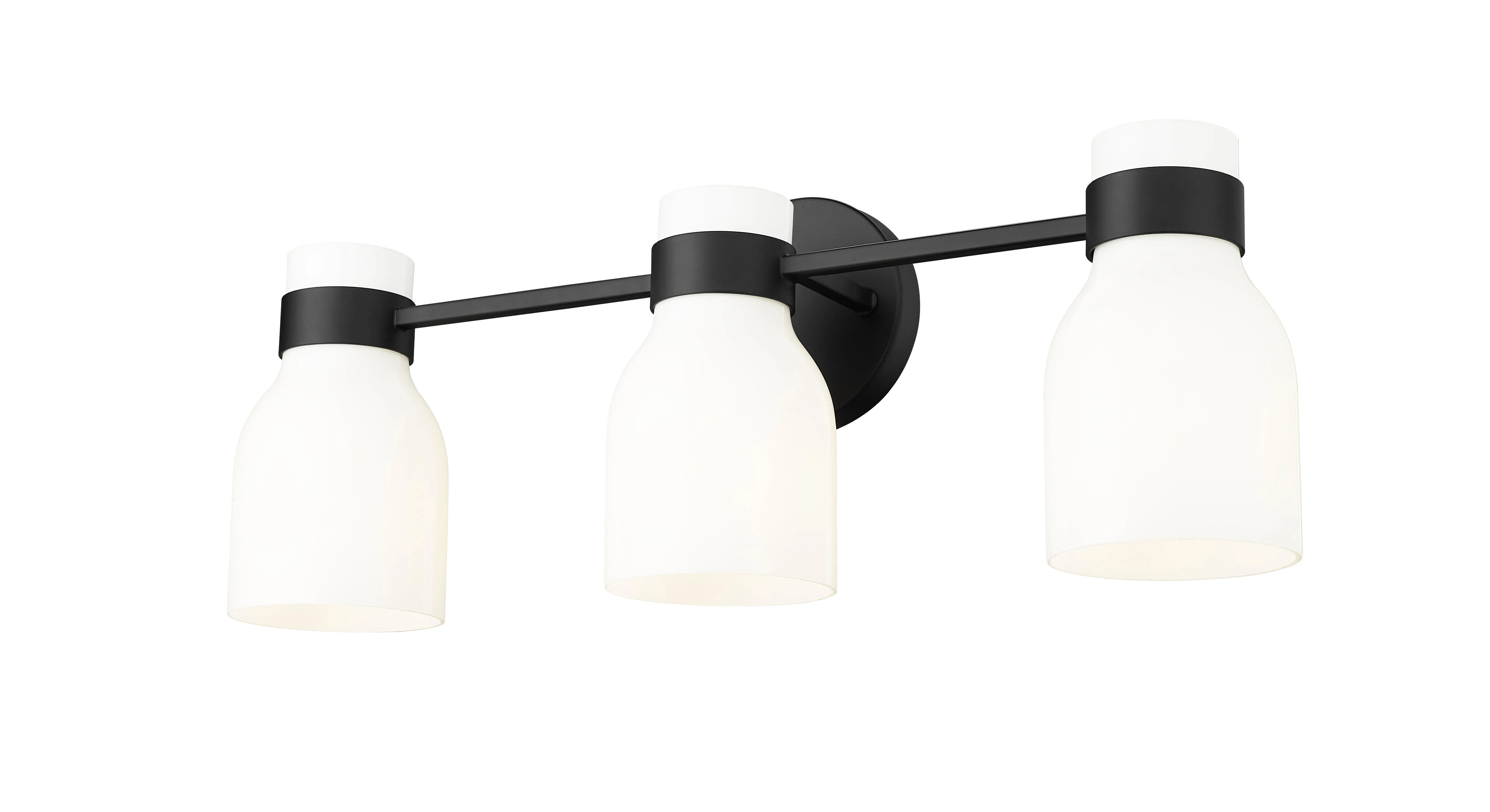 3 Lamps Corella Vanity Light - Matte Black - Opal Shiny Glass - 22.4in. Wide