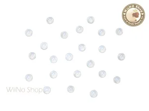 3mm White Opal Half Round Flat Back Acrylic Cabochon Nail Art - 15 pcs