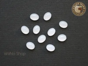6 x 8mm Oval White Opal Flat Back Acrylic Cabochon Nail Art - 15 pcs