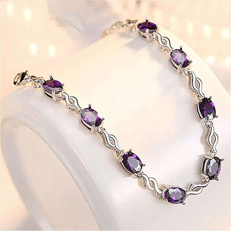 .925 Silver Bracelet - Amethyst Crystal