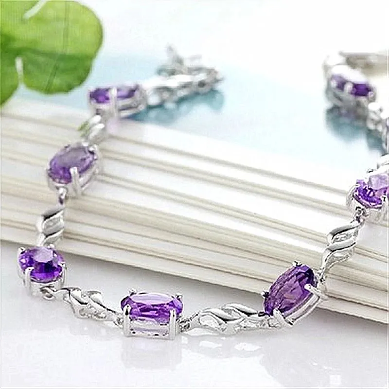 .925 Silver Bracelet - Amethyst Crystal