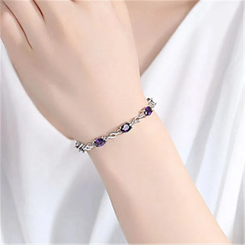 .925 Silver Bracelet - Amethyst Crystal
