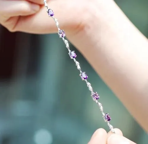 .925 Silver Bracelet - Amethyst Crystal