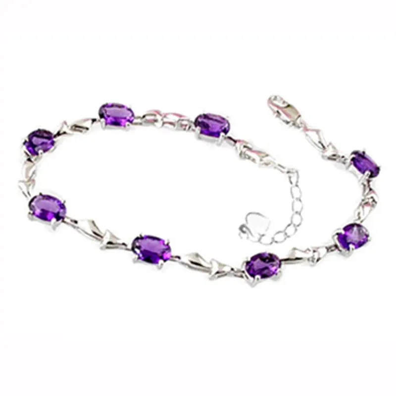 .925 Silver Bracelet - Amethyst Crystal