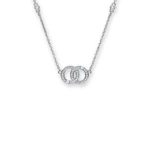9ct White Gold 0.34ct Diamond Interlinking Circles Necklace