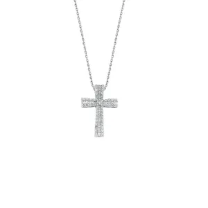 9ct White Gold 0.50ct Diamond Baguette Cross Necklace