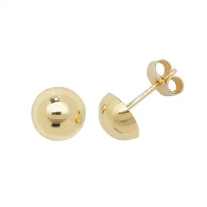 9ct  Yellow  Gold  7mm  Dome  Stud  Earrings  ES391
