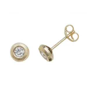 9ct  Yellow  Gold  Zirconia  Stud  Earrings  ES395