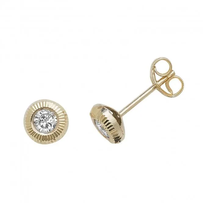 9ct  Yellow  Gold  Zirconia  Stud  Earrings  ES395