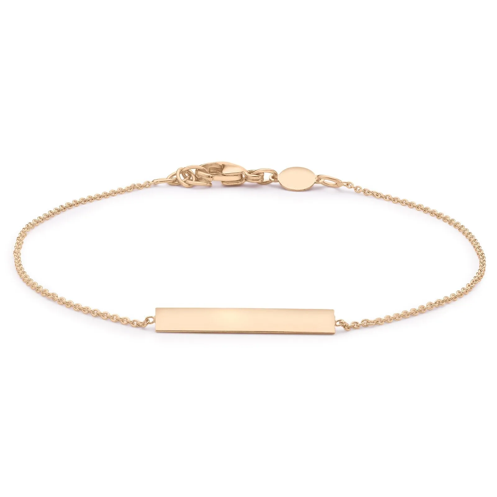 9K Rose Gold Solid Horizontal Bar Bracelet 18 1cm
