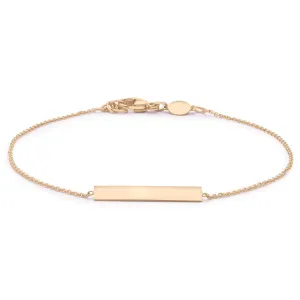 9K Rose Gold Solid Horizontal Bar Bracelet 18 1cm