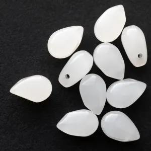 9mm Drop Glass Beads - Milky White (10 Pieces)