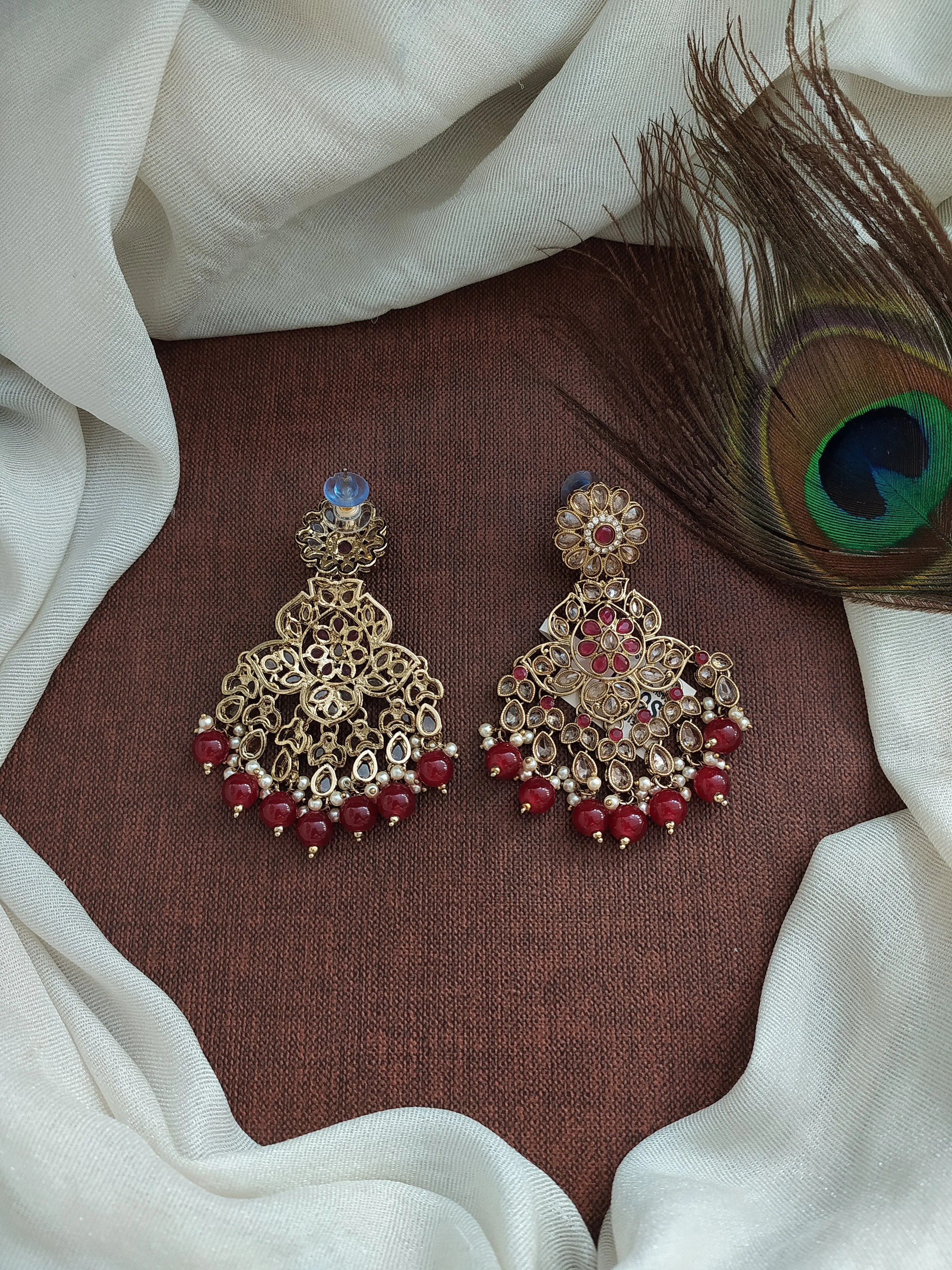 A Symphony of Blooms for Your Mehendi Floral Design Uncut Polki Earrings