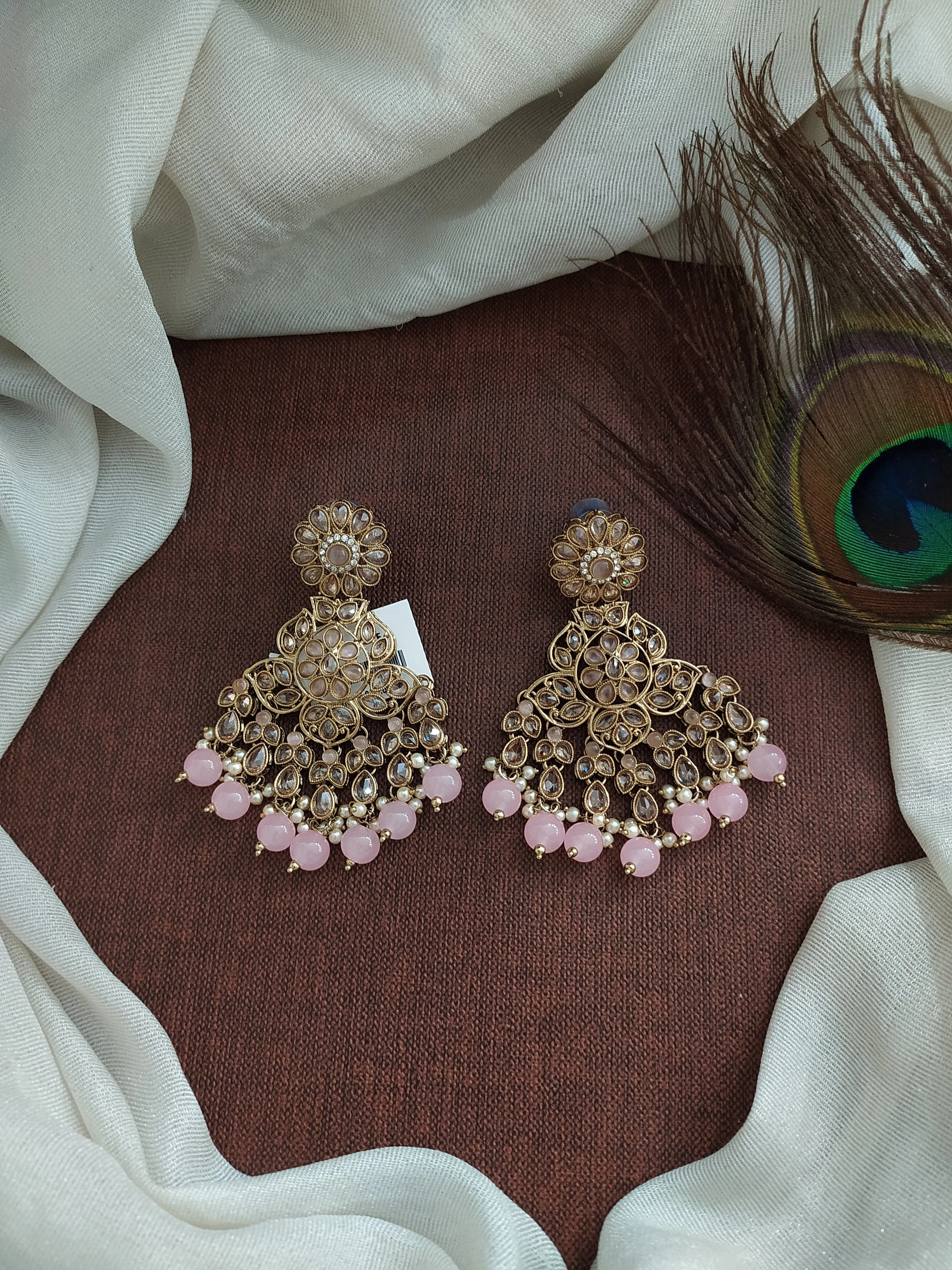 A Symphony of Blooms for Your Mehendi Floral Design Uncut Polki Earrings
