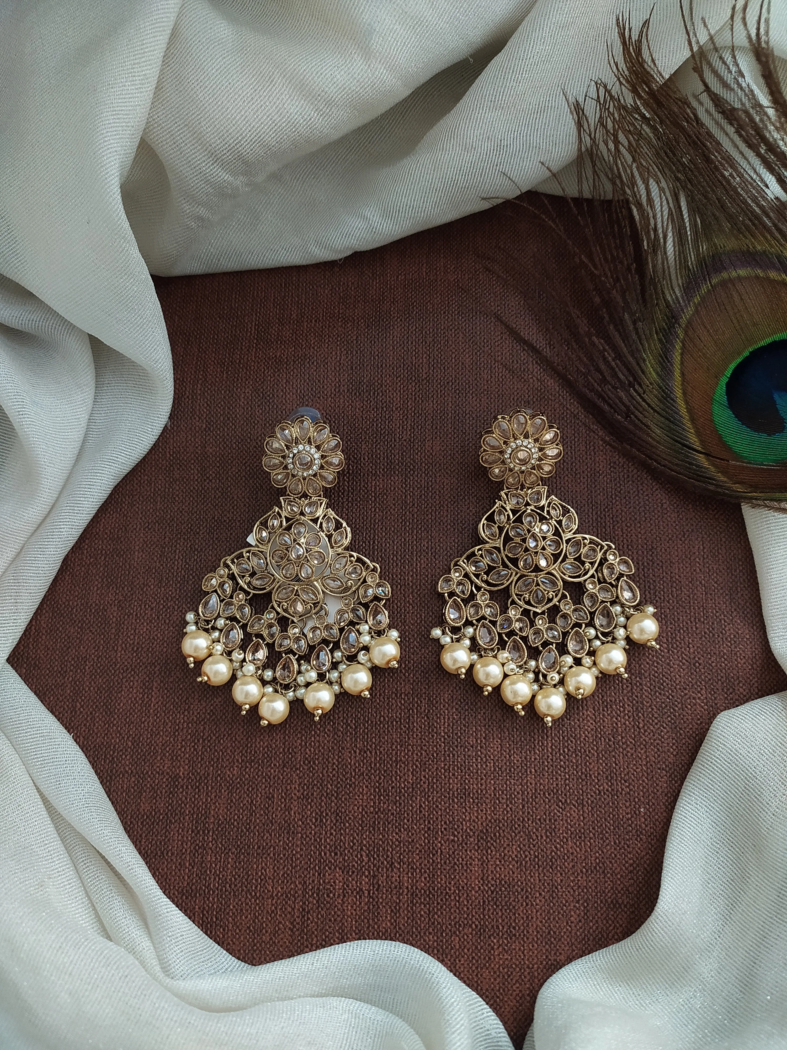 A Symphony of Blooms for Your Mehendi Floral Design Uncut Polki Earrings
