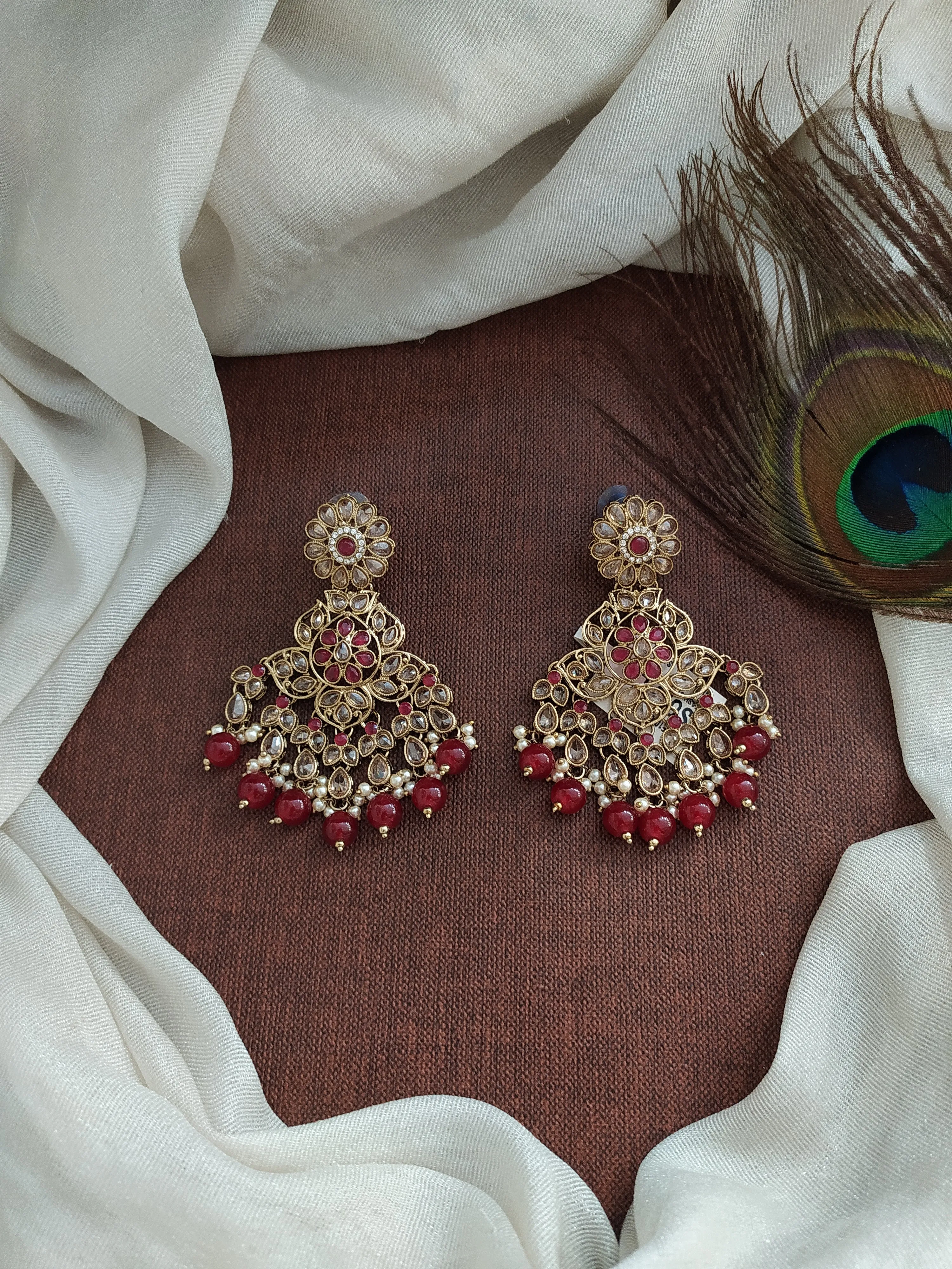 A Symphony of Blooms for Your Mehendi Floral Design Uncut Polki Earrings