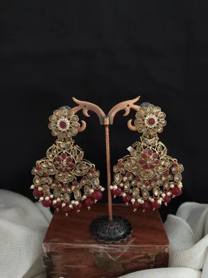 A Symphony of Blooms for Your Mehendi Floral Design Uncut Polki Earrings