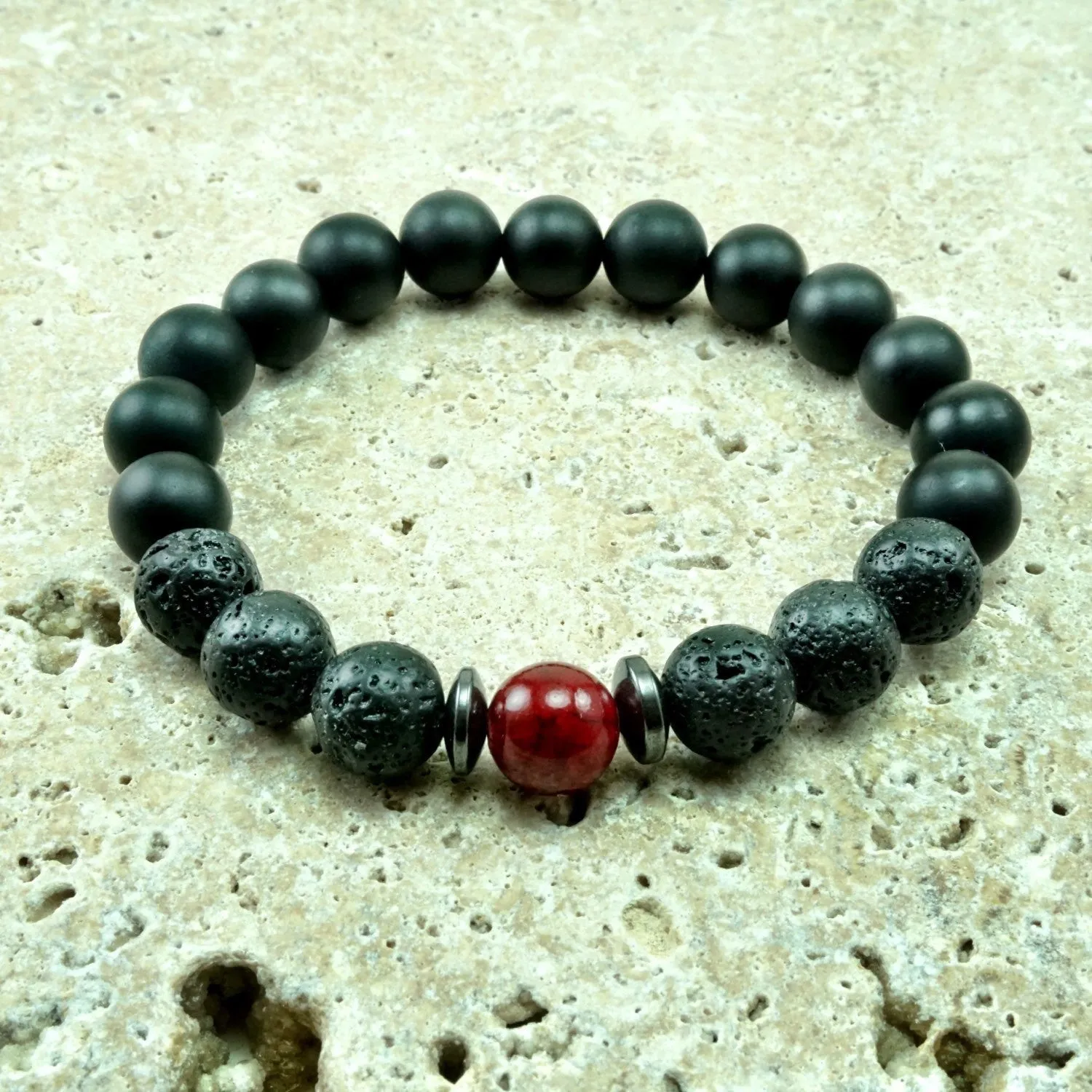 Aaron 10mm Matte Onyx Beaded Bracelet
