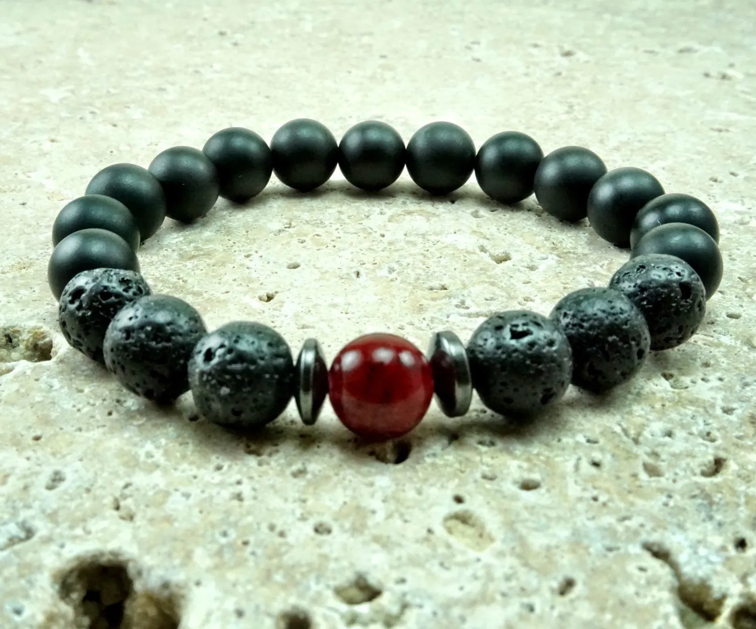 Aaron 10mm Matte Onyx Beaded Bracelet