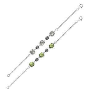 AB-9007-GAM Sterling Silver Bracelet With Green Amethyst Q.