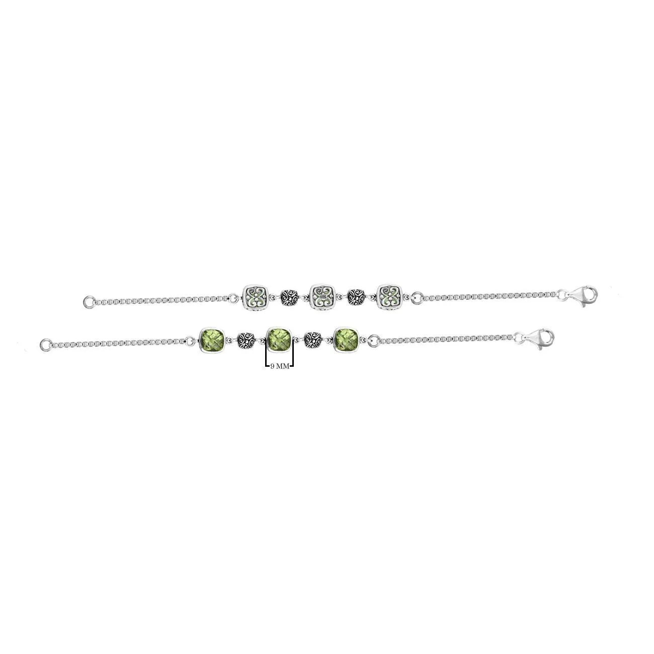 AB-9007-GAM Sterling Silver Bracelet With Green Amethyst Q.