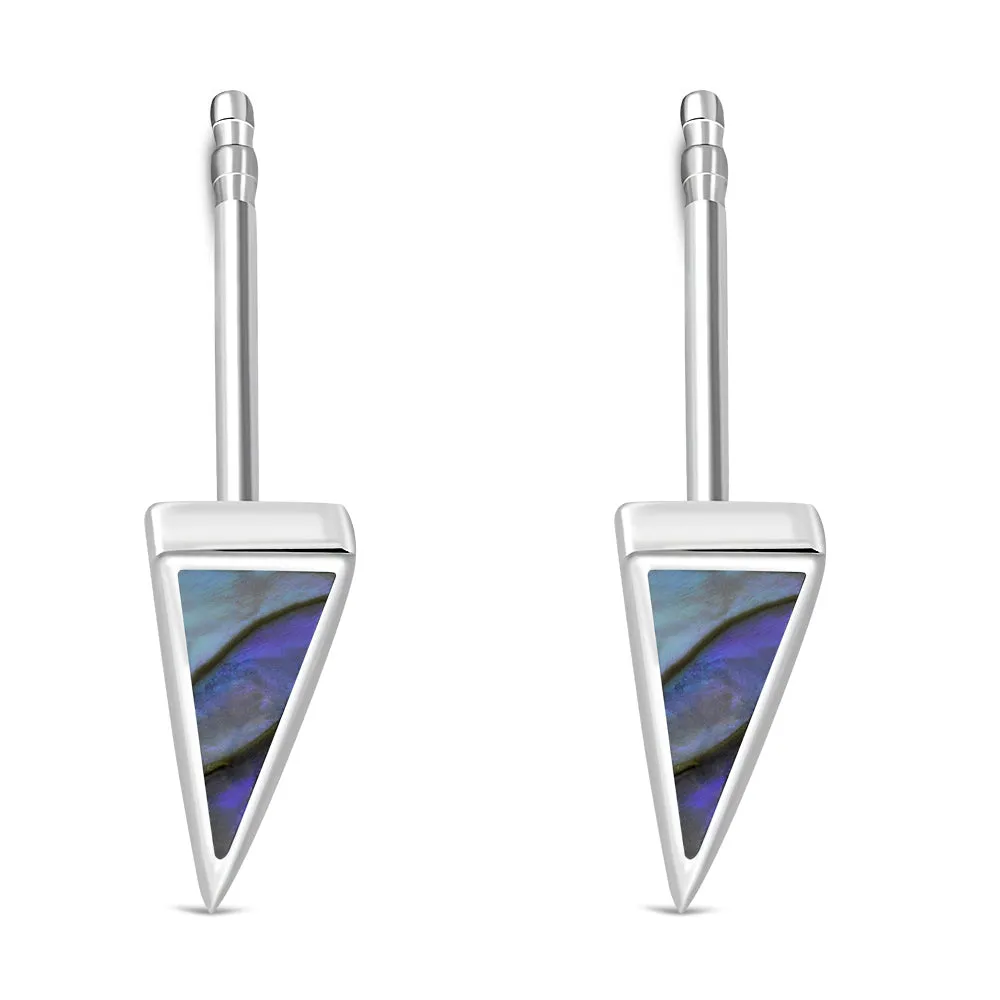 Abalone Shell Triangle Sterling Silver Stud Earrings